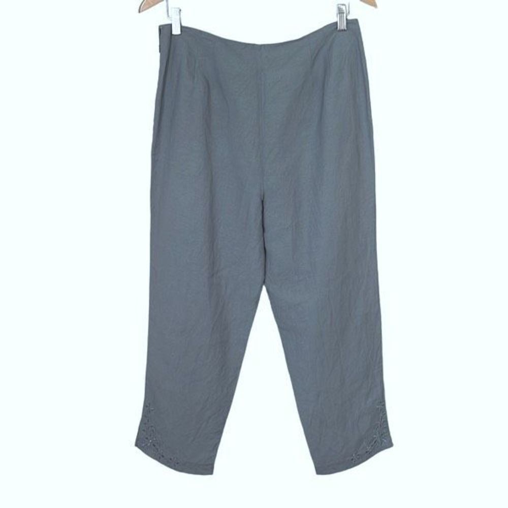 Annie‎ Alexander Womens High Rise Pants Cropped Lined Embroidered Gray Size 10 - Picture 2 of 11